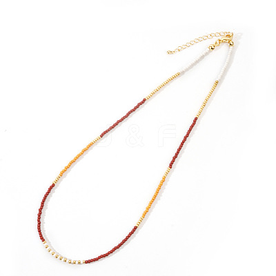 Vintage Short Colorful Glass Seed Beaded Necklace AF0855-1-1