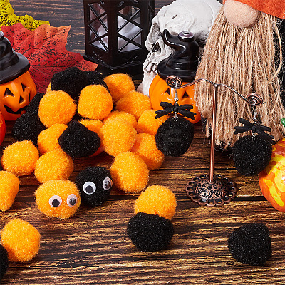 100Pcs 2 Colors Halloween DIY Doll Craft Pom Pom Yarn Pom Pom Balls AJEW-SC0003-18-1