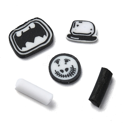 Black White Halloween Theme Polymer Clay Slices CLAY-M005-18-1