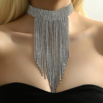 Iron Chains Tassel Statement Necklace VW0676-2-1