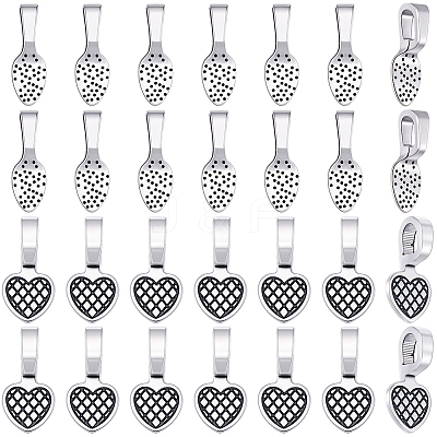 120Pcs 2 Styles Alloy Glue On Flat Pad Pendant Bails FIND-SP0005-10-1