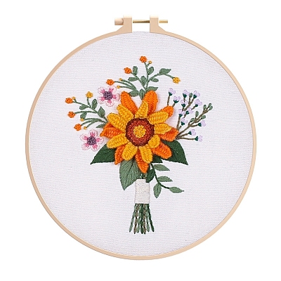 Flower Pattern DIY Embroidery Kit DIY-P077-133-1