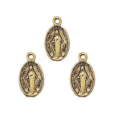 Tibetan Style Virgin Mary Alloy Oval Pendants PALLOY-CJ0001-02-1