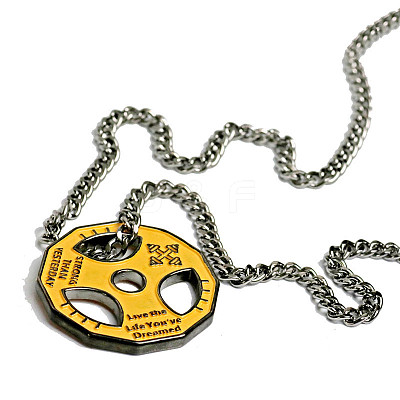 Fitness Barbell Alloy Orange Enamel Pendant Necklaces for Men FS-WG955E3-03-1