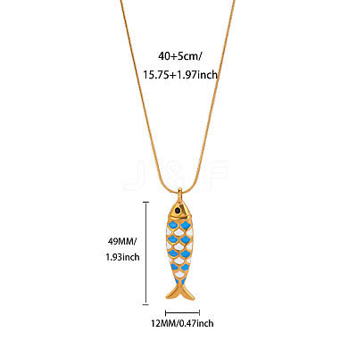 Ocean 304 Stainless Steel Enamel Pendant Necklaces WG71C62-05-1