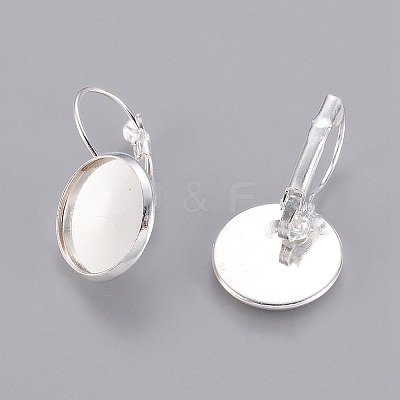 Brass Leverback Earring Findings KK-C1244-14mm-S-NF-1