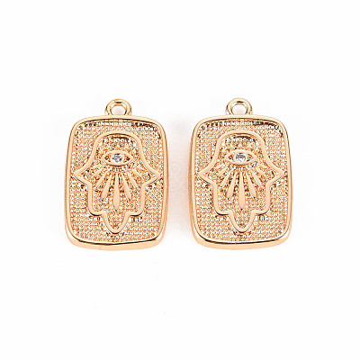 Brass Micro Pave Clear Cubic Zirconia Pendants KK-T062-136G-NF-1