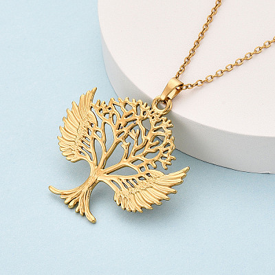 304 Stainless Steel Pendant Necklaces NJEW-T018-09G-1