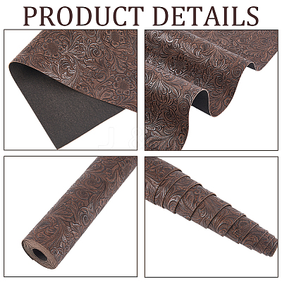 Flower Pattern PVC Leather Fabric DIY-WH20076-42A-1