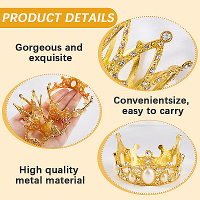 4Pcs 4 Styles Alloy Rhinestones Crown Cake Decoration DIY-SP0003-26G-1
