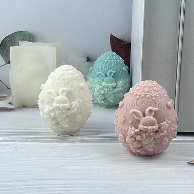 Easter Egg with Rabbit Scented Candle Food Grade Silicone Molds LS-SIMO-C013-01-1