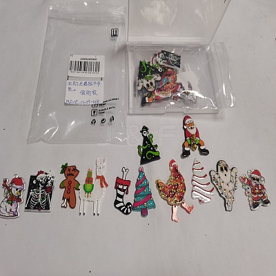 24Pcs 12 Styles Christmas Theme Acrylic Pendants MACR-SZ0001-86-1