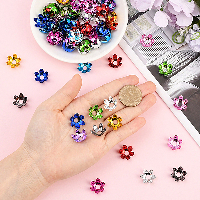 120Pcs 10 Colors Acrylic Bead Caps OACR-SP0001-94-1