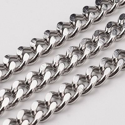 Non-Tarnish 3.28 Feet 304 Stainless Steel Cuban Link Chains X-CHS-L015-12-1