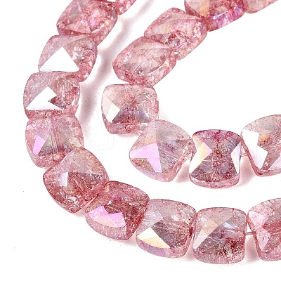 Electroplate Transparent Crackle Glass Beads Strands EGLA-Q135-02A-B07-1