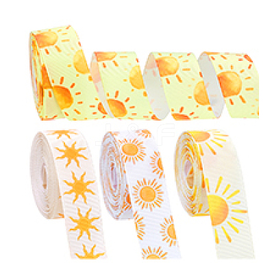 20 Yards 4 Styles Sun Pattern Polyester Ribbon OCOR-PH0007-71-1