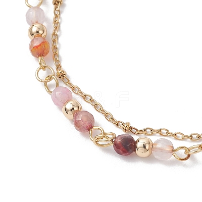 Natural Agate Round Beads Multi-strand Bracelets BJEW-JB12468-03-1