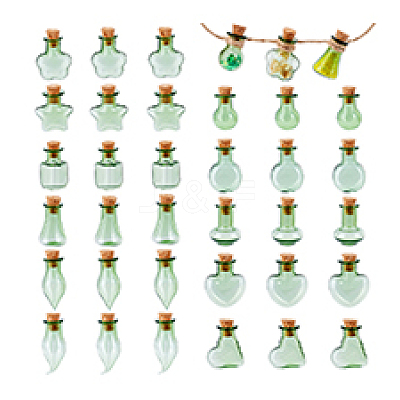 33Pcs 11 Styles Glass Cork Bottles Ornament AJEW-PH0025-20-1