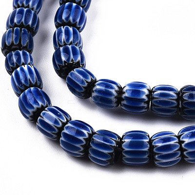 Handmade Lampwork Chevron Beads Strands LAMP-N023-003-01-1