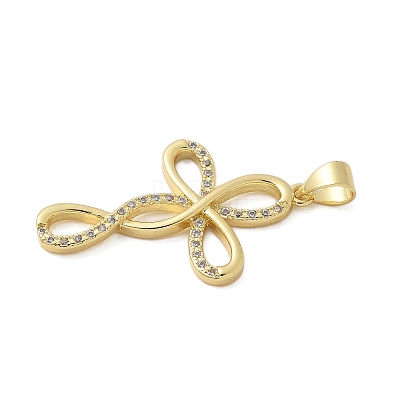 Brass Micro Pave Cubic Zirconia Pendants KK-P293-21D-G-1