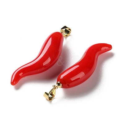 Handmade Lampwork with Brass Pendants KK-Q095-02A-1