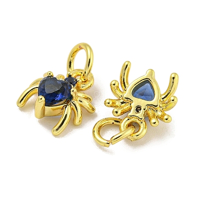 Rack Plating Brass Micro Pave Cubic Zirconia Spider Charms ZIRC-I065-02D-1