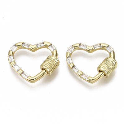 Brass Micro Pave Cubic Zirconia Screw Carabiner Lock Charms KK-N227-27G-01-NF-1