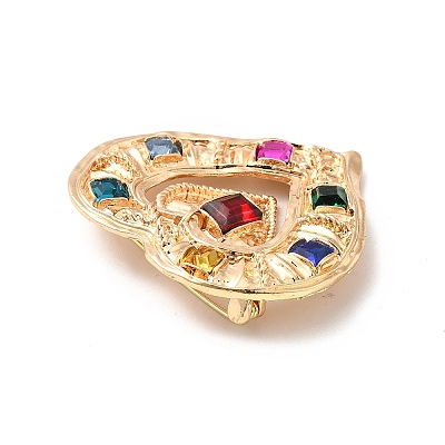 Colorful Rhinestone Double Heart Lapel Pin JEWB-P014-06G-1