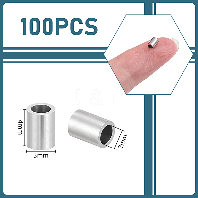 100Pcs 304 Stainless Steel Tube Beads STAS-UN0063-82A-P-1