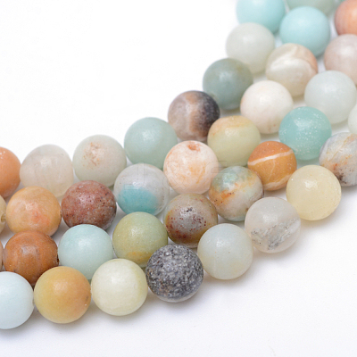 Round Natural Flower Amazonite Bead Strands X-G-R345-6mm-17-1
