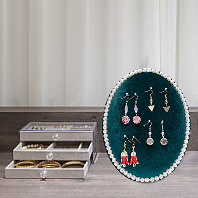 Oval Velvet Cover MDF Jewelry Display Stands ODIS-WH0025-105-1