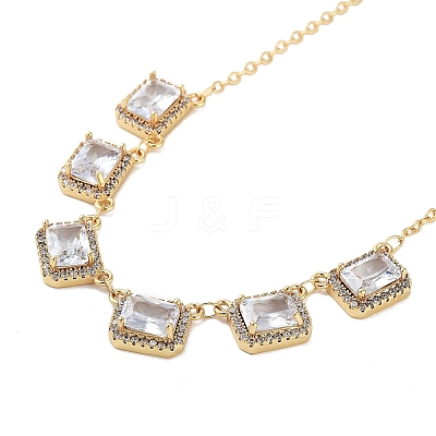Rack Plating Brass Micro Pave Cubic Zirconia Necklaces NJEW-M215-02G-02-1