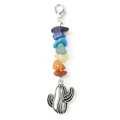 Alloy Cactus Pendant Decoration HJEW-JM01553-01-1