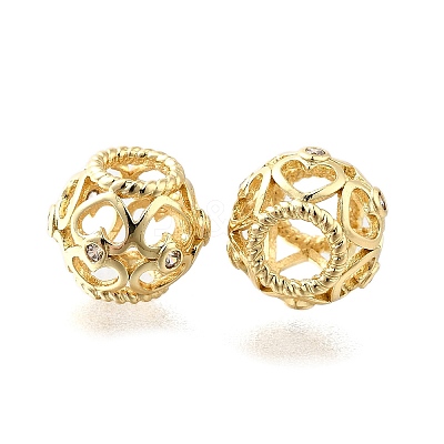 Brass Micro Pave Clear Cubic Zirconia European Beads KK-XCP0001-91G-1