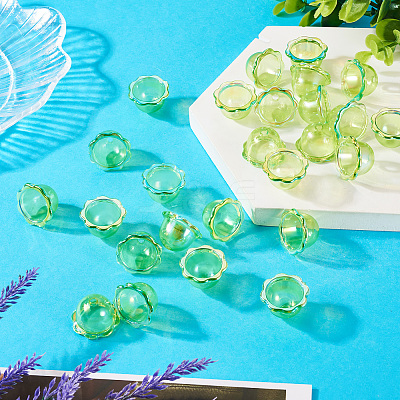 30Pcs UV Plating Acrylic Bead Caps PACR-TA0001-17E-1