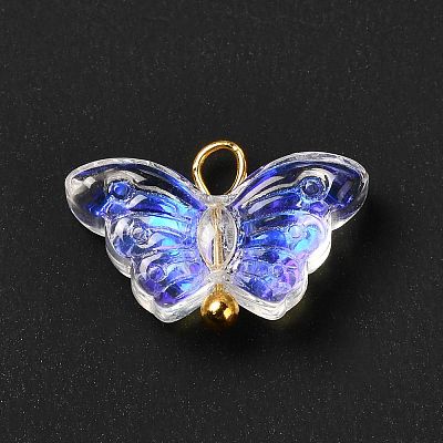 Electroplate Transparent Glass Pendants PALLOY-JF00903-1