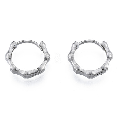 Non-Tarnish 316 Surgical Stainless Steel Bamboo Stick Hoop Earrings for Men Women EJEW-N052-12-1
