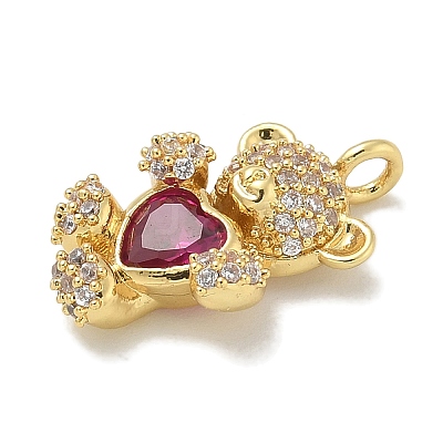 Rack Plating Brass Micro Pave Cubic Zirconia Pendants KK-L224-058G-1