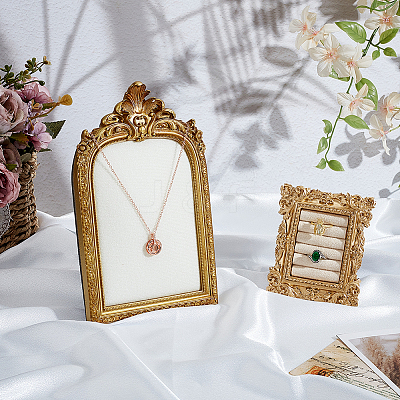 2Pcs 2 Styles TPR Covered with Velvet Necklace & Ring Display Photo Frames Sets ODIS-SP0001-13-1