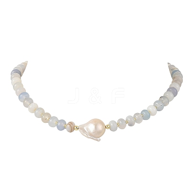 Natural Banded Agate Bead Necklaces NJEW-JN06631-1