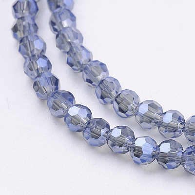 Faceted(32 Facets) Round Electroplate Glass Beads Strands X-EGLA-D021-59-1