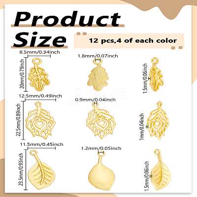 12Pcs 3 Styles Alloy Pendants FIND-LP0005-96-1