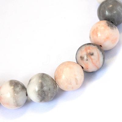 Natural Pink Zebra Jasper Round Bead Strands G-E334-8mm-11-1