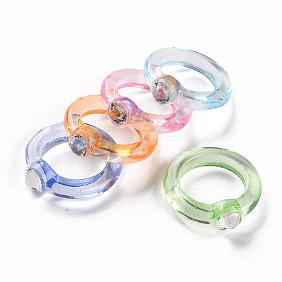 Transparent Acrylic Finger Rings RJEW-T010-07-1