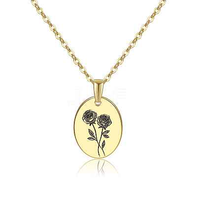 Brass Birth Month Flower Pendant Necklace HUDU-PW0001-034F-1-1