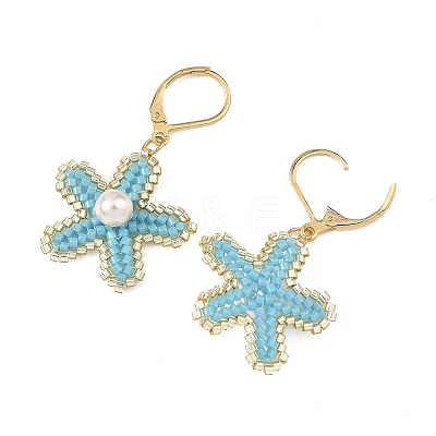Brass Seed Glass Beads Leverback Earrings EJEW-MZ00759-02-1