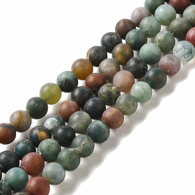 Natural Indian Agate Beads Strands G-Q462-6mm-08-1