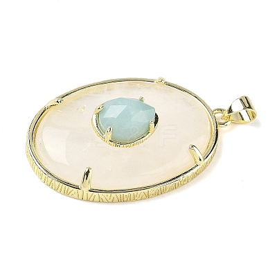 Natural Quartz Crystal & Flower Amazonite Pendants G-P599-05G-01-1