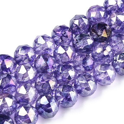 Transparent Electroplate Glass Beads Strands EGLA-N006-077D-1