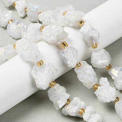 Electroplated Natural Druzy Agate Beads Strands G-G289-02B-1